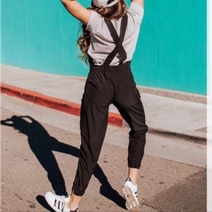 ALBION Fit Square Neck Bib Overall Jumpsuit Black